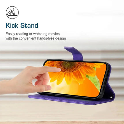 For Honor X9c Smart 5G Case Sunflower Imprint PU Leather Phone Cover with Long Strap