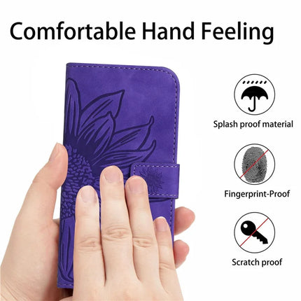 For Honor X9c Smart 5G Case Sunflower Imprint PU Leather Phone Cover with Long Strap