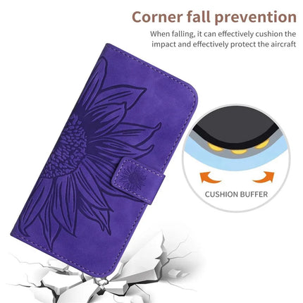 For Honor X9c Smart 5G Case Sunflower Imprint PU Leather Phone Cover with Long Strap