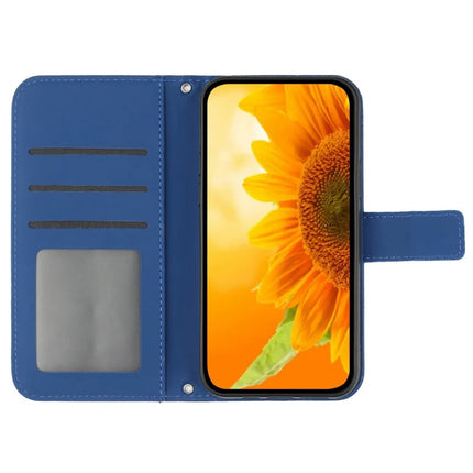 For Honor X9c Smart 5G Case Sunflower Imprint Leather Wallet Phone Cover with Wrist Strap