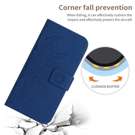 For Honor X9c Smart 5G Case Sunflower Imprint Leather Wallet Phone Cover with Wrist Strap