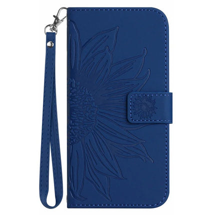 For Honor X9c Smart 5G Case Sunflower Imprint Leather Wallet Phone Cover with Wrist Strap