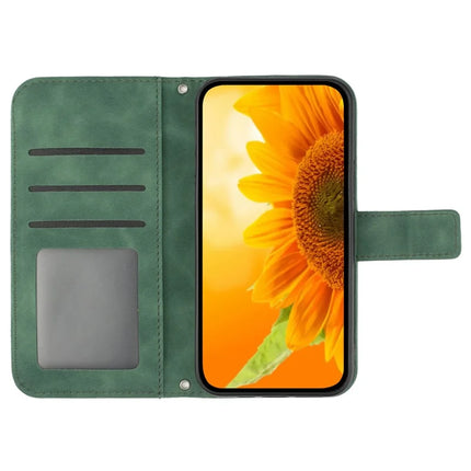 For Honor X9c Smart 5G Case Sunflower Imprint Leather Wallet Phone Cover with Wrist Strap
