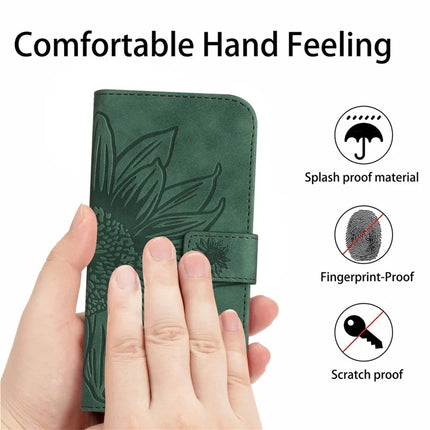 For Honor X9c Smart 5G Case Sunflower Imprint Leather Wallet Phone Cover with Wrist Strap