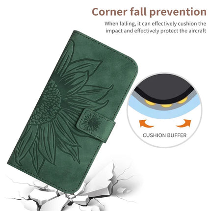 For Honor X9c Smart 5G Case Sunflower Imprint Leather Wallet Phone Cover with Wrist Strap