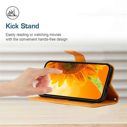 For Honor X9c Smart 5G Case Sunflower Imprint Leather Wallet Phone Cover with Wrist Strap