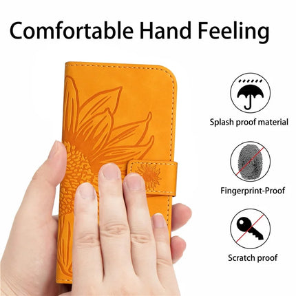 For Honor X9c Smart 5G Case Sunflower Imprint Leather Wallet Phone Cover with Wrist Strap