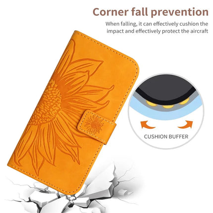For Honor X9c Smart 5G Case Sunflower Imprint Leather Wallet Phone Cover with Wrist Strap