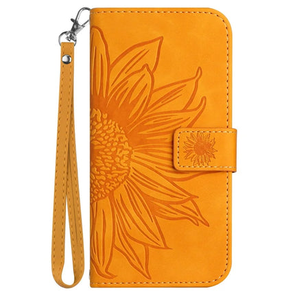 For Honor X9c Smart 5G Case Sunflower Imprint Leather Wallet Phone Cover with Wrist Strap