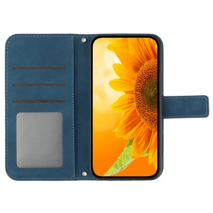 For Honor X9c Smart 5G Case Sunflower Imprint Leather Wallet Phone Cover with Wrist Strap