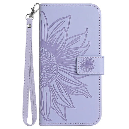 For Honor X9c Smart 5G Case Sunflower Imprint Leather Wallet Phone Cover with Wrist Strap