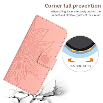 For Honor X9c Smart 5G Case Sunflower Imprint Leather Wallet Phone Cover with Wrist Strap