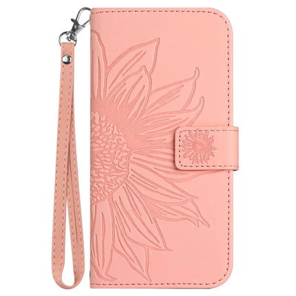 For Honor X9c Smart 5G Case Sunflower Imprint Leather Wallet Phone Cover with Wrist Strap