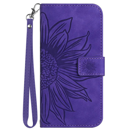 For Honor X9c Smart 5G Case Sunflower Imprint Leather Wallet Phone Cover with Wrist Strap