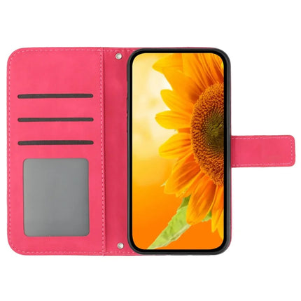 For Honor X9c Smart 5G Case Sunflower Imprint Leather Wallet Phone Cover with Wrist Strap
