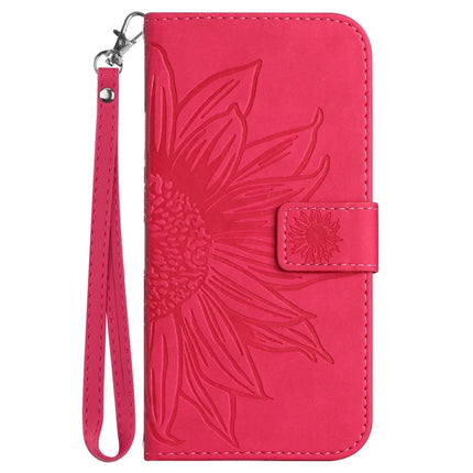 For Honor X9c Smart 5G Case Sunflower Imprint Leather Wallet Phone Cover with Wrist Strap
