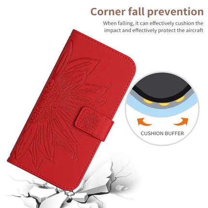 For Honor X9c Smart 5G Case Sunflower Imprint Leather Wallet Phone Cover with Wrist Strap