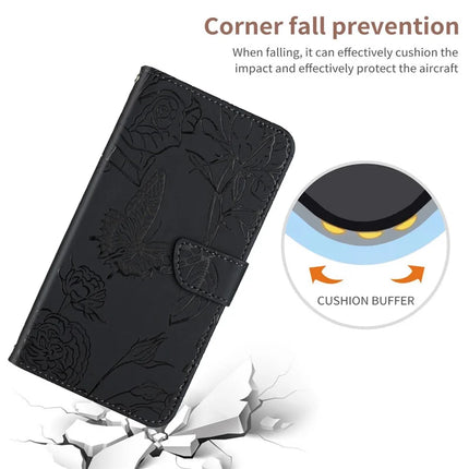 For Honor X9c Smart 5G Case Butterfly Flower Imprint Leather Phone Cover with Shoulder Strap