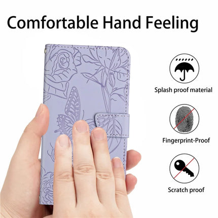 For Honor X9c Smart 5G Case Butterfly Flower Imprint Leather Phone Cover with Shoulder Strap