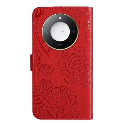 For Honor X9c Smart 5G Case Butterfly Flower Imprinted Leather Phone Cover with Strap