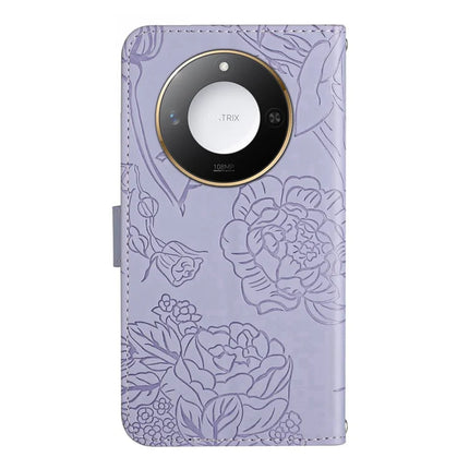 For Honor X9c Smart 5G Case Butterfly Flower Imprinted Leather Phone Cover with Strap