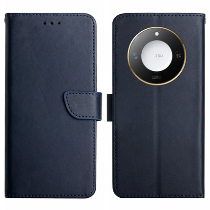 For Honor X9c Smart 5G Case Genuine Cow Leather Phone Cover Nappa Texture - Blue