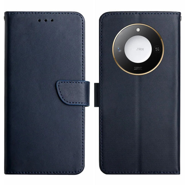 For Honor X9c Smart 5G Case Genuine Cow Leather Phone Cover Nappa Texture - Blue