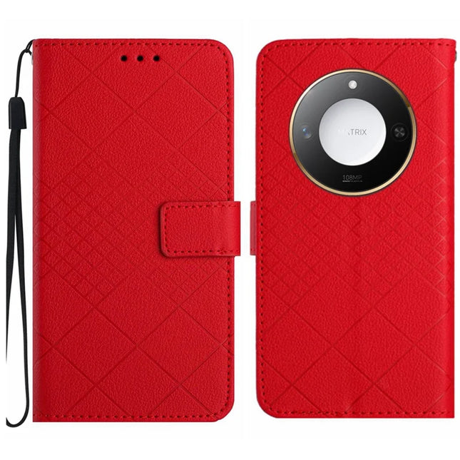 For Honor X9c Smart 5G Wallet Phone Case Imprint PU Leather Flip Folio Cover - Red