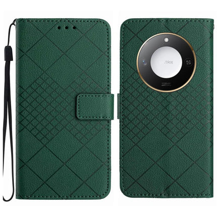 For Honor X9c Smart 5G Wallet Phone Case Imprint PU Leather Flip Folio Cover - Green