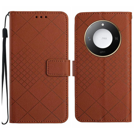 For Honor X9c Smart 5G Wallet Phone Case Imprint PU Leather Flip Folio Cover - Brown