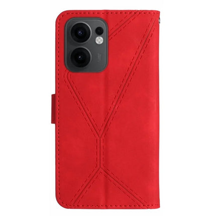 For Oppo Reno13 F 4G / 5G Case Skin Touch Lines Imprinted PU Leather Flip Phone Cover
