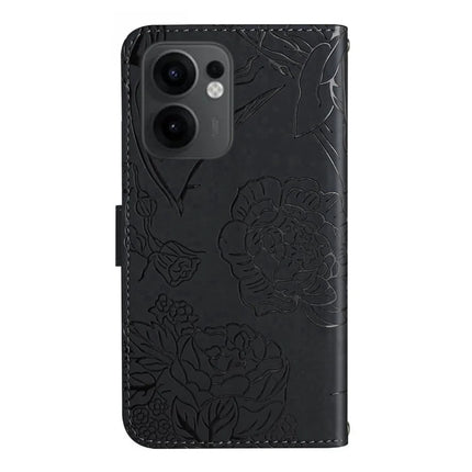 For Oppo Reno13 F 4G / 5G Case Butterfly Flower Imprinted Leather Phone Cover with Strap