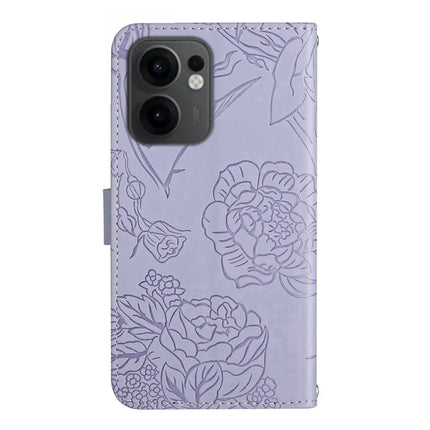 For Oppo Reno13 F 4G / 5G Case Butterfly Flower Imprinted Leather Phone Cover with Strap