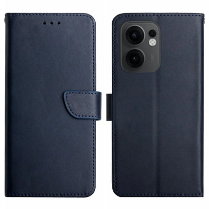 For Oppo Reno13 F 5G / 4G Case Genuine Cow Leather Phone Cover Nappa Texture - Blue