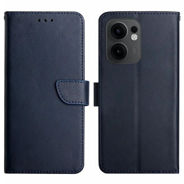 For Oppo Reno13 F 5G / 4G Case Genuine Cow Leather Phone Cover Nappa Texture - Blue