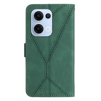 For Oppo Reno13 5G (Global) Case Skin Touch Lines Imprinted PU Leather Flip Phone Cover