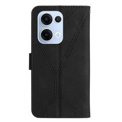 For Oppo Reno13 5G (Global) Case Skin Touch Lines Imprinted PU Leather Flip Phone Cover