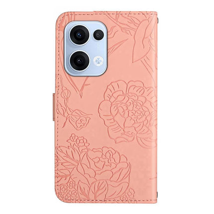 For Oppo Reno13 5G (Global) Case Butterfly Flower Imprinted Leather Phone Cover with Strap