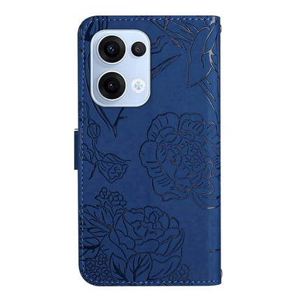 For Oppo Reno13 5G (Global) Case Butterfly Flower Imprinted Leather Phone Cover with Strap