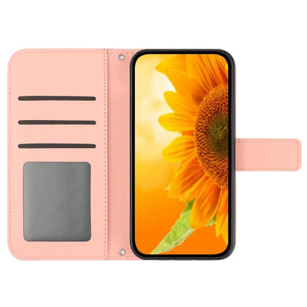For Oppo Reno13 Pro 5G Case Sunflower Imprint Leather Wallet Phone Cover with Wrist Strap