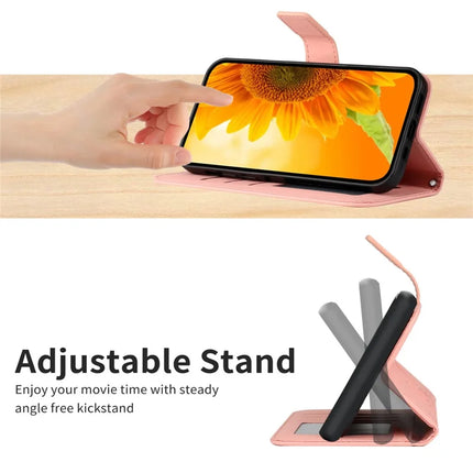 For Oppo Reno13 Pro 5G Case Sunflower Imprint Leather Wallet Phone Cover with Wrist Strap