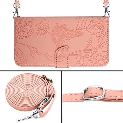 For Oppo Reno13 Pro 5G Case Butterfly Flower Imprint Leather Phone Cover with Shoulder Strap