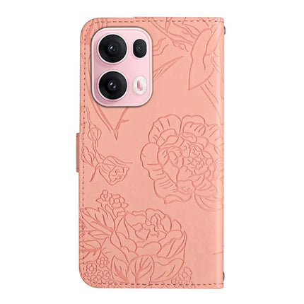 For Oppo Reno13 Pro 5G Case Butterfly Flower Imprinted Leather Phone Cover with Strap
