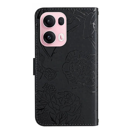 For Oppo Reno13 Pro 5G Case Butterfly Flower Imprinted Leather Phone Cover with Strap