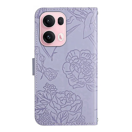 For Oppo Reno13 Pro 5G Case Butterfly Flower Imprinted Leather Phone Cover with Strap