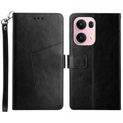For Oppo Reno13 Pro 5G Case Y Shaped Lines Imprint Leather Phone Cover - Red