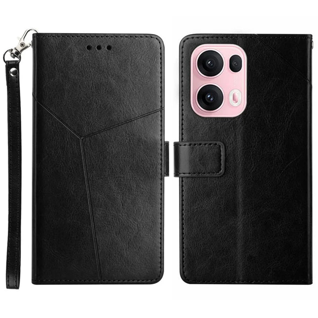 For Oppo Reno13 Pro 5G Case Y Shaped Lines Imprint Leather Phone Cover - Red