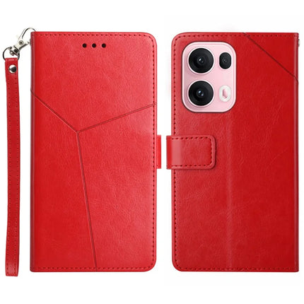 For Oppo Reno13 Pro 5G Case Y Shaped Lines Imprint Leather Phone Cover - Brown