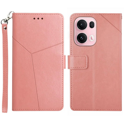 For Oppo Reno13 Pro 5G Case Y Shaped Lines Imprint Leather Phone Cover - Blue