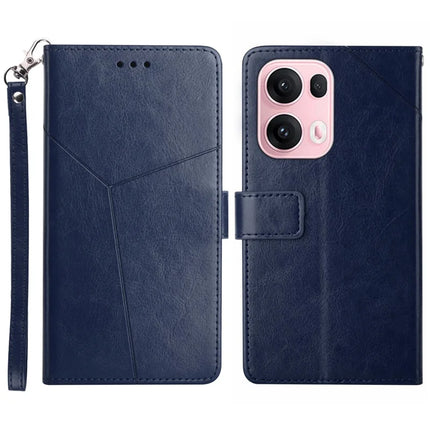 For Oppo Reno13 Pro 5G Case Y Shaped Lines Imprint Leather Phone Cover - Black